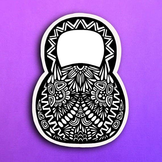 B&W Kettlebell Waterproof Sticker