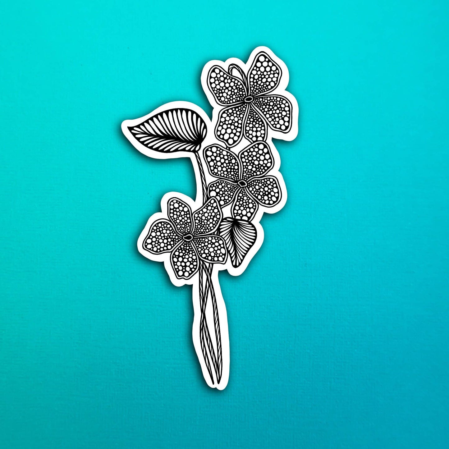 BW Violet February Birth Flower Waterproof Sticker