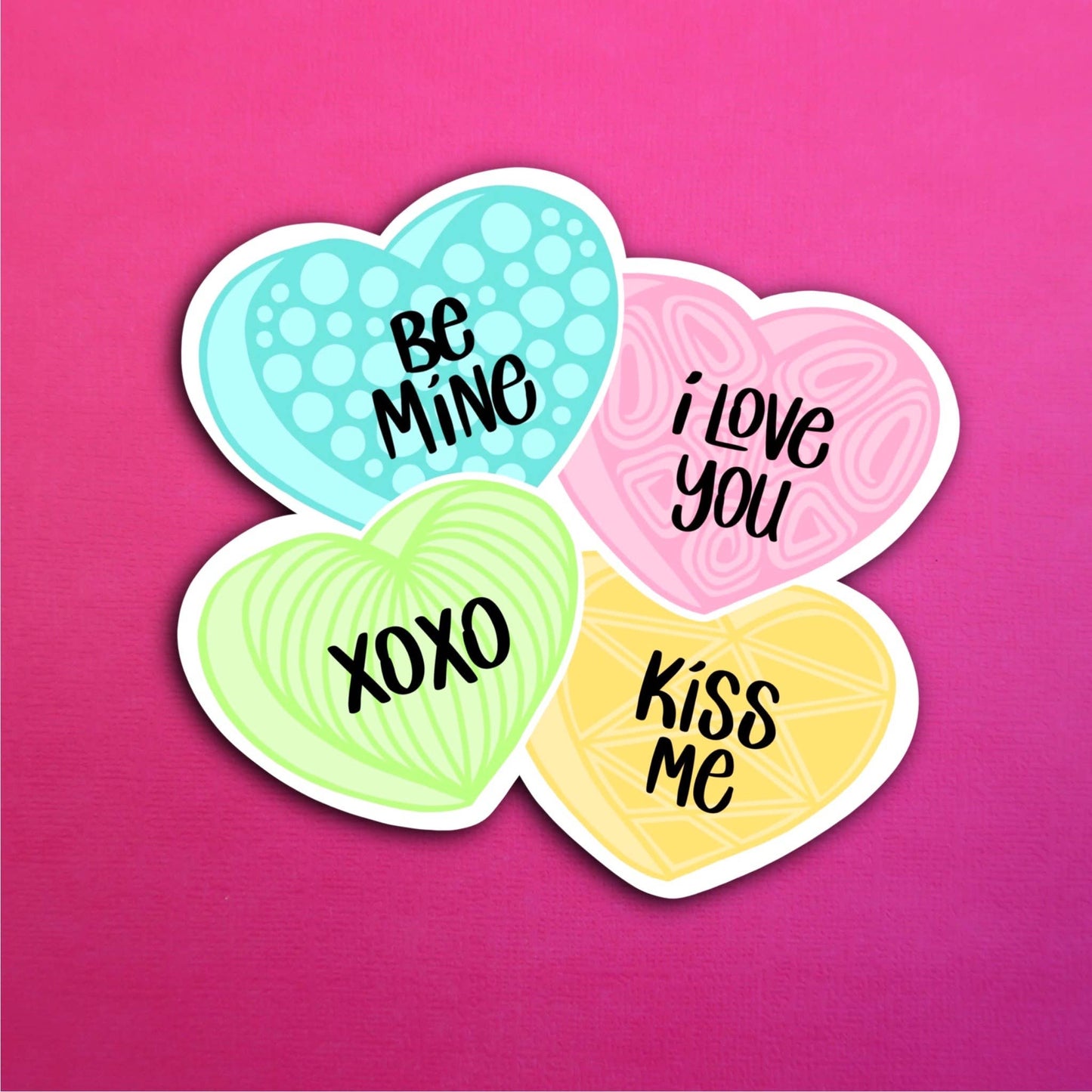 Candy Hearts Waterproof Sticker