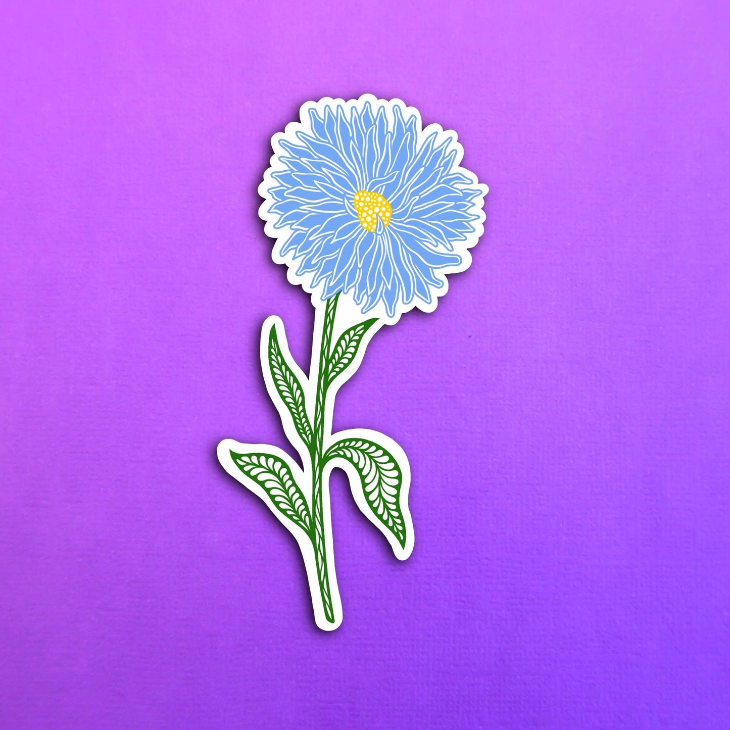 Aster September Birth Flower Waterproof Sticker