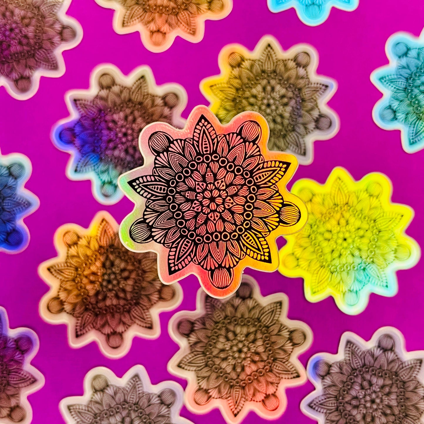 Mini New Holo Mandala Waterproof Sticker