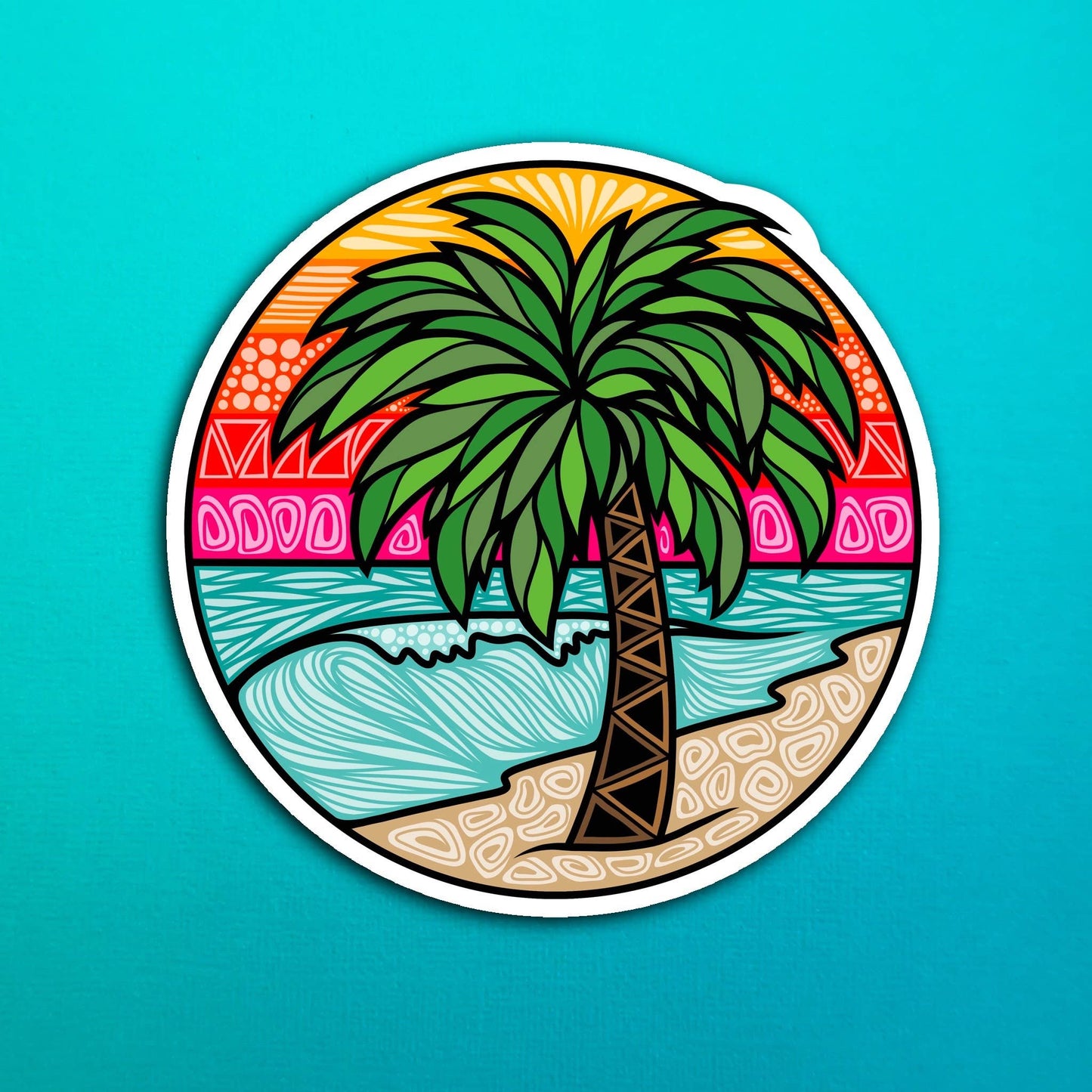 Palm Tree Beach Waterproof Sticker