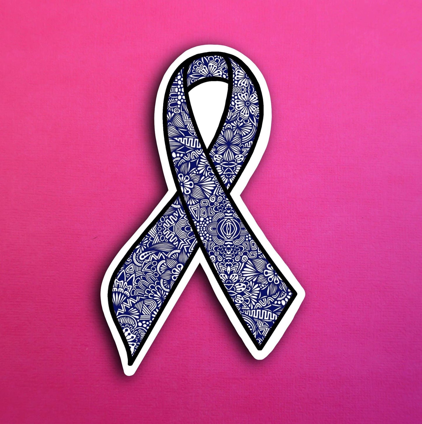 Dark Blue Ribbon Waterproof Sticker