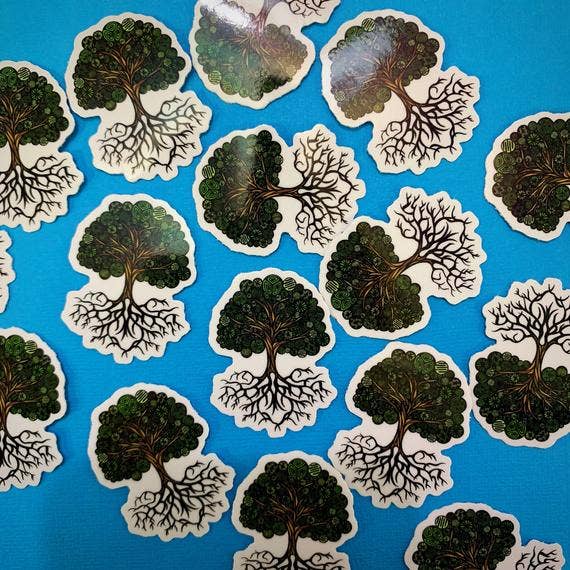 Mini Tree with Roots Waterproof Sticker