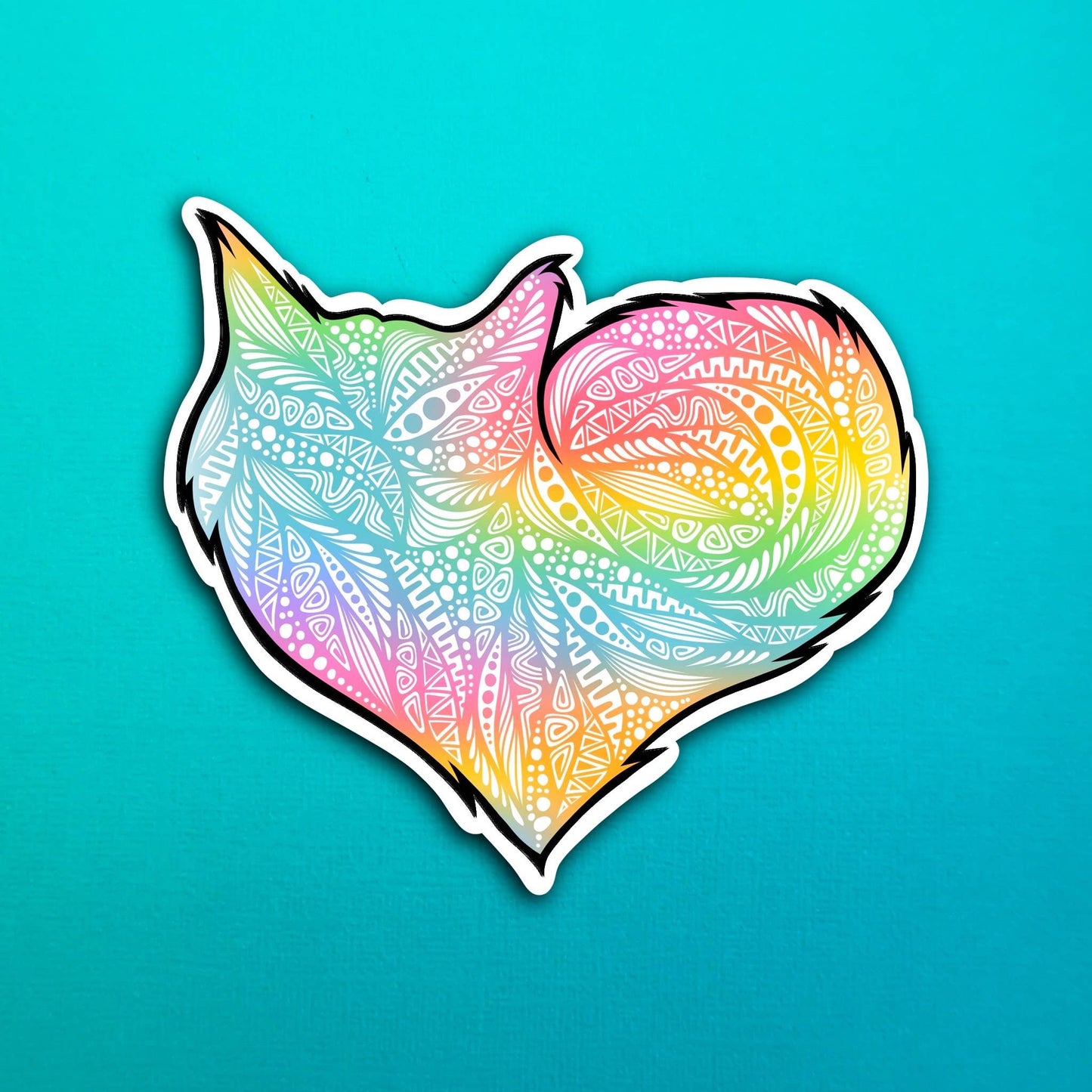 Rainbow Heart Cat Waterproof Sticker