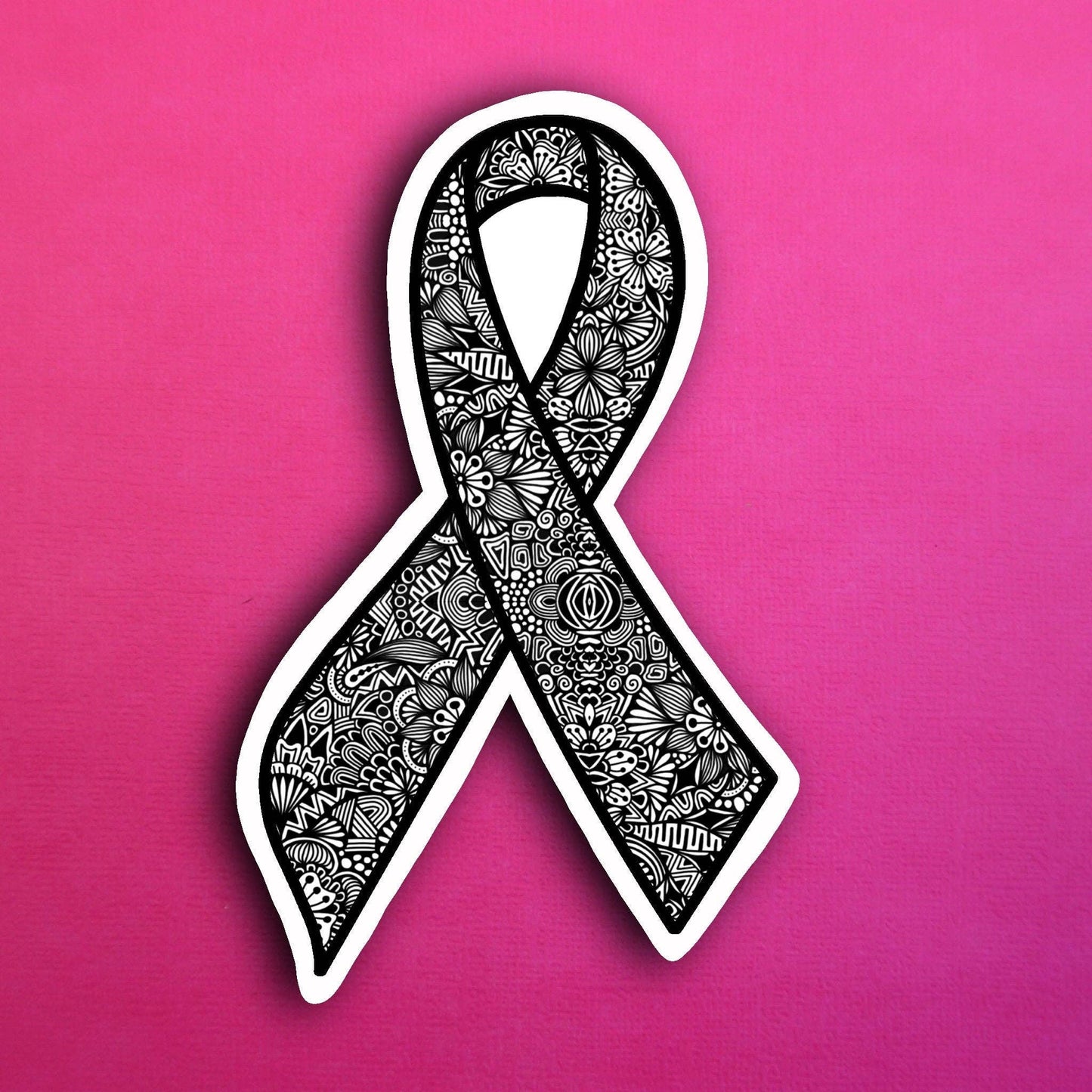 Black Ribbon Waterproof Sticker
