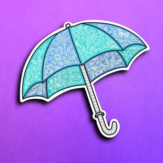 Blue Umbrella Waterproof Sticker