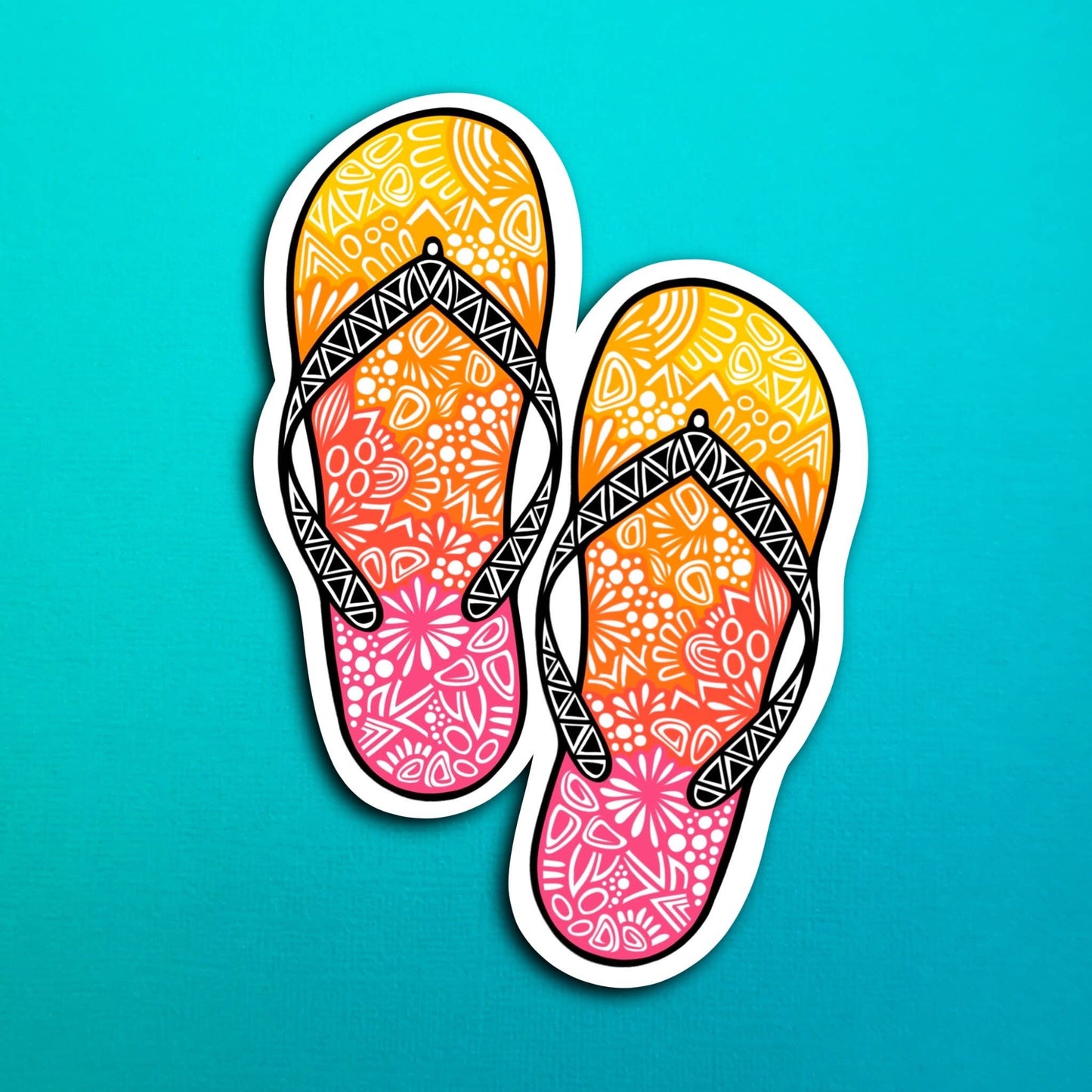 Sunset Flipflops Waterproof Sticker