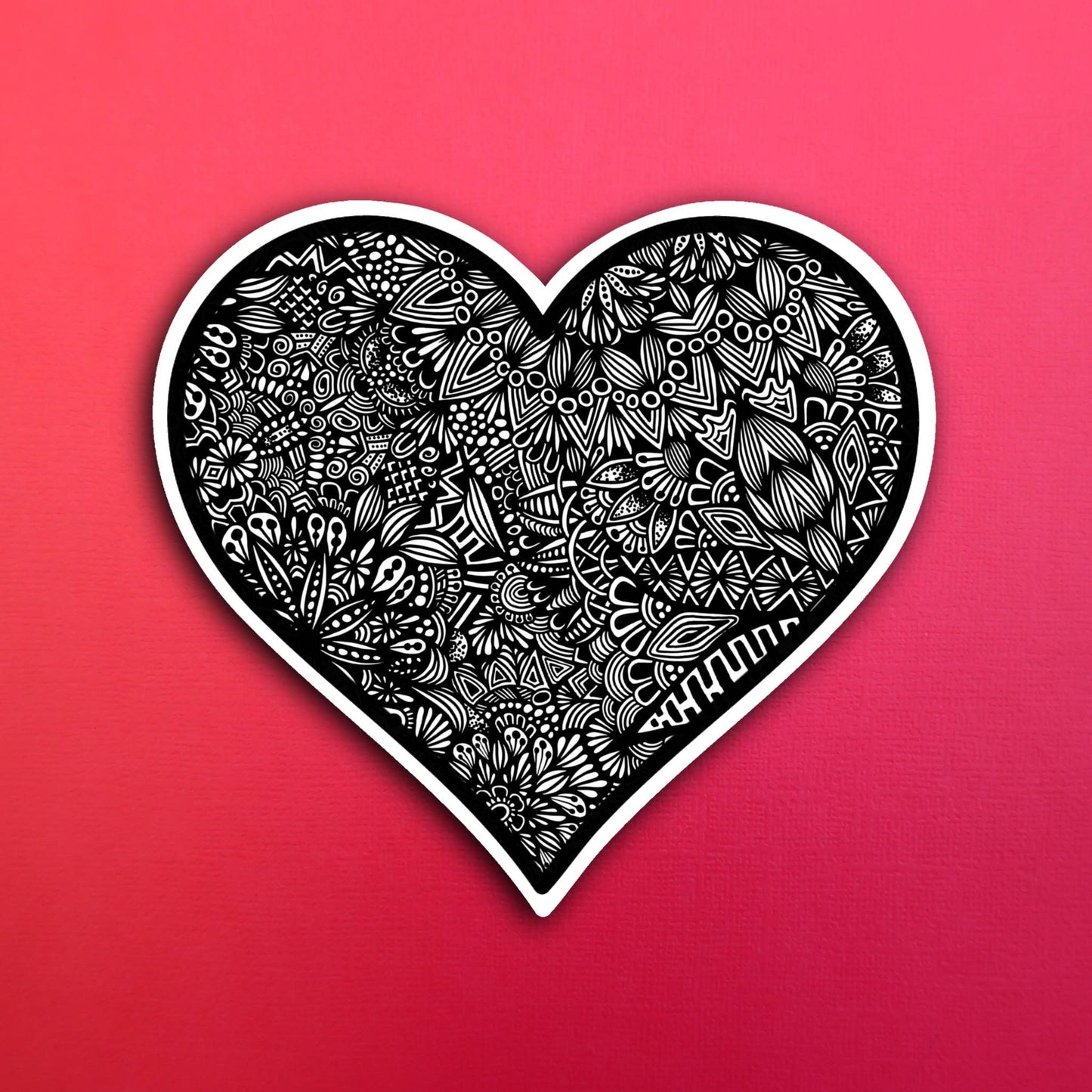 B&W Heart Waterproof Sticker