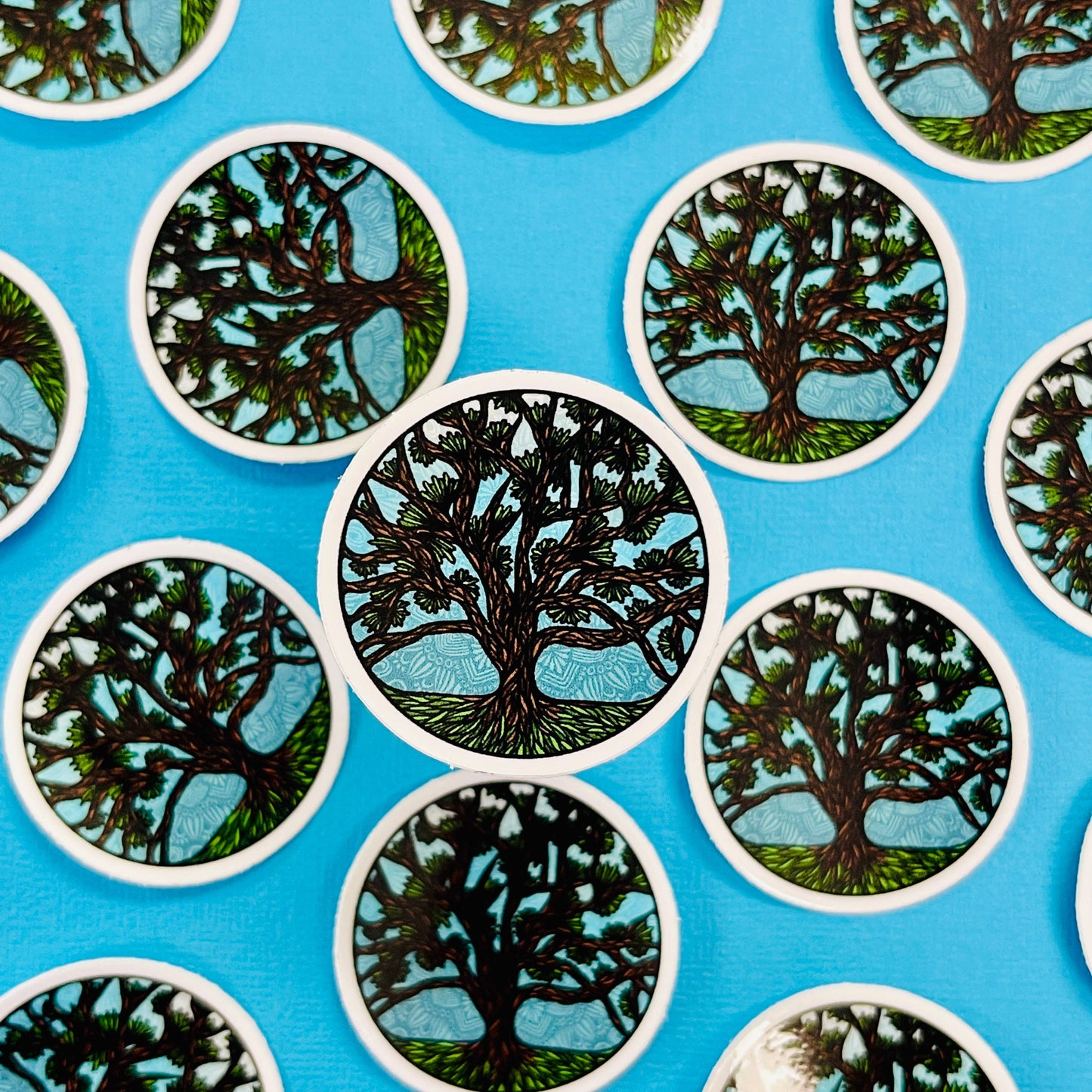 Mini Circle Tree Waterproof Sticker