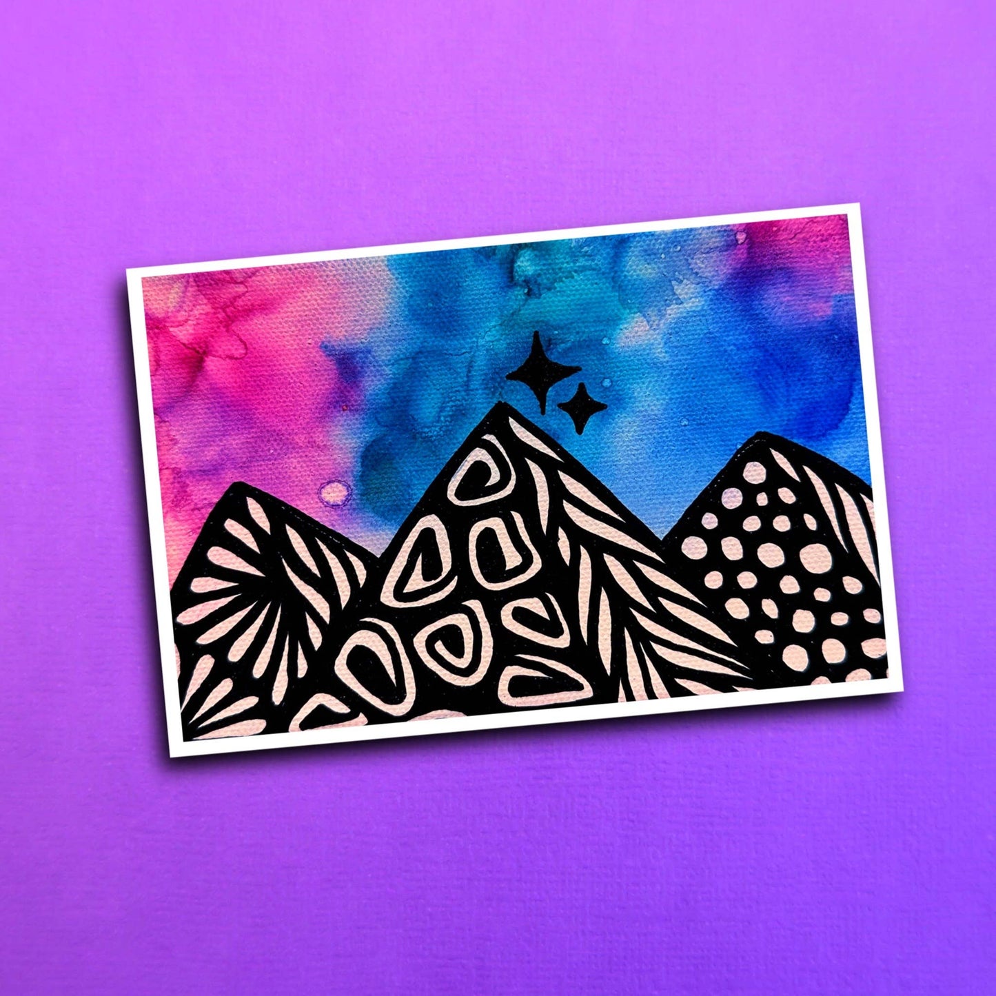 Ink Blue Sparkle Mountains Waterproof Sticker