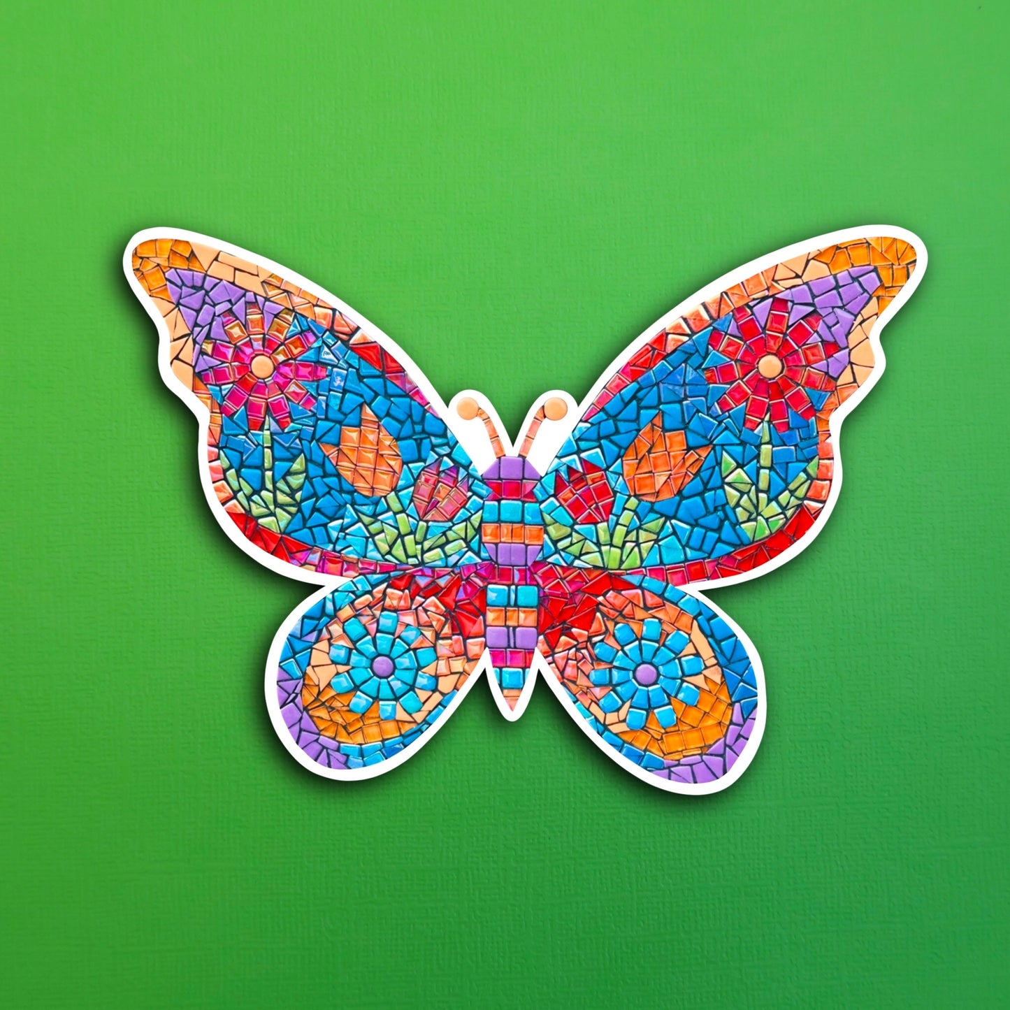 Flower Butterfly Mosaic Waterproof Sticker