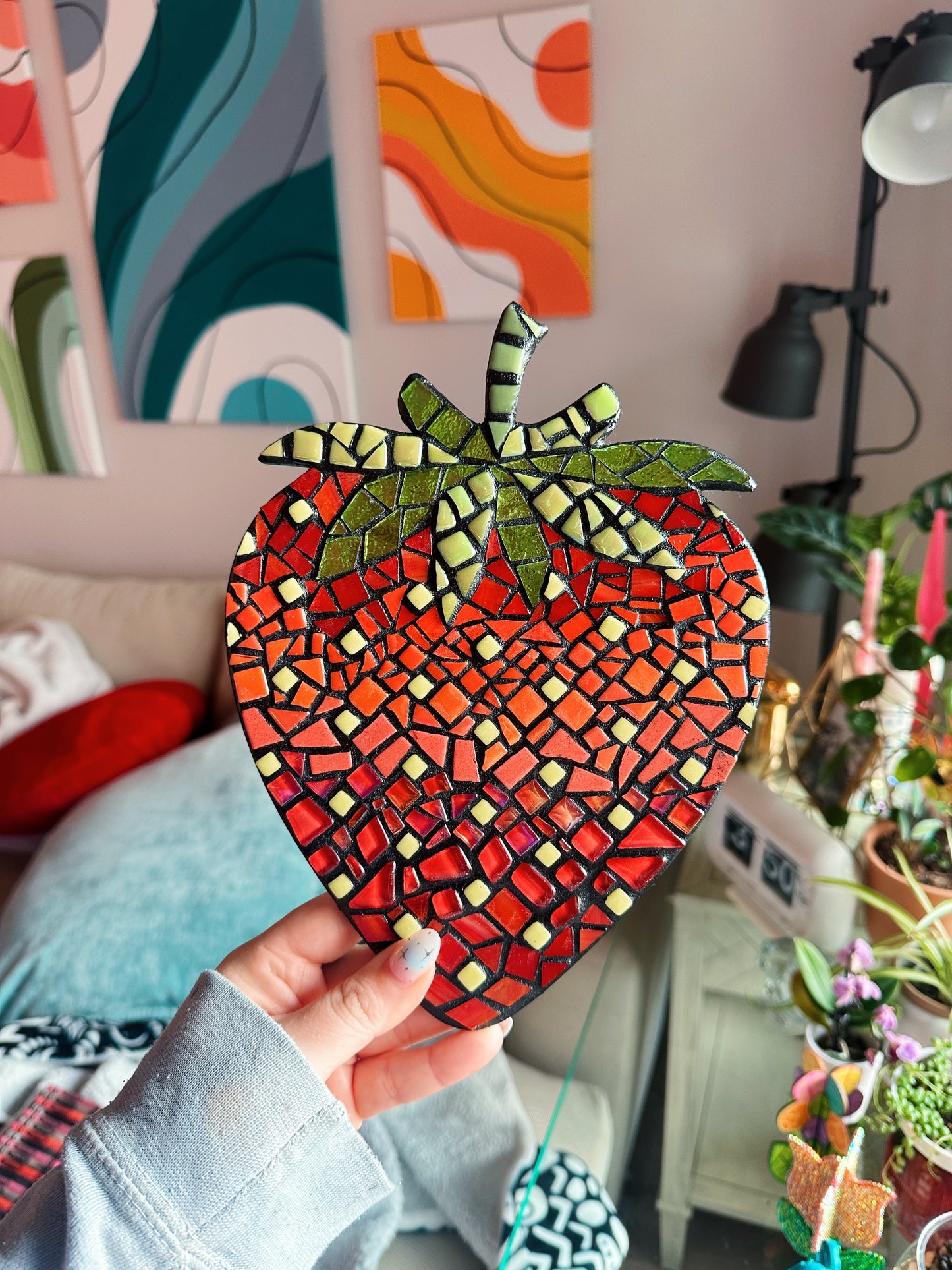 Downloadable Strawberry Mosaic Coloring Page