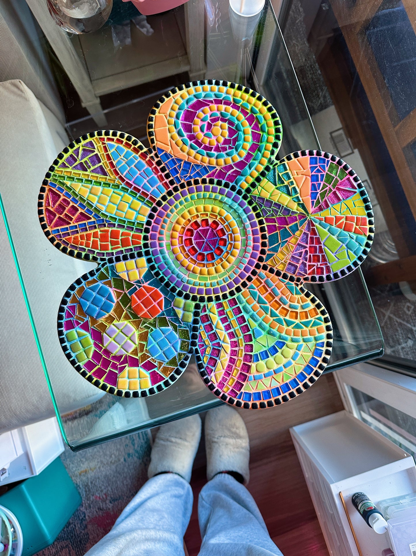 Downloadable Flower Mosaic Coloring Page