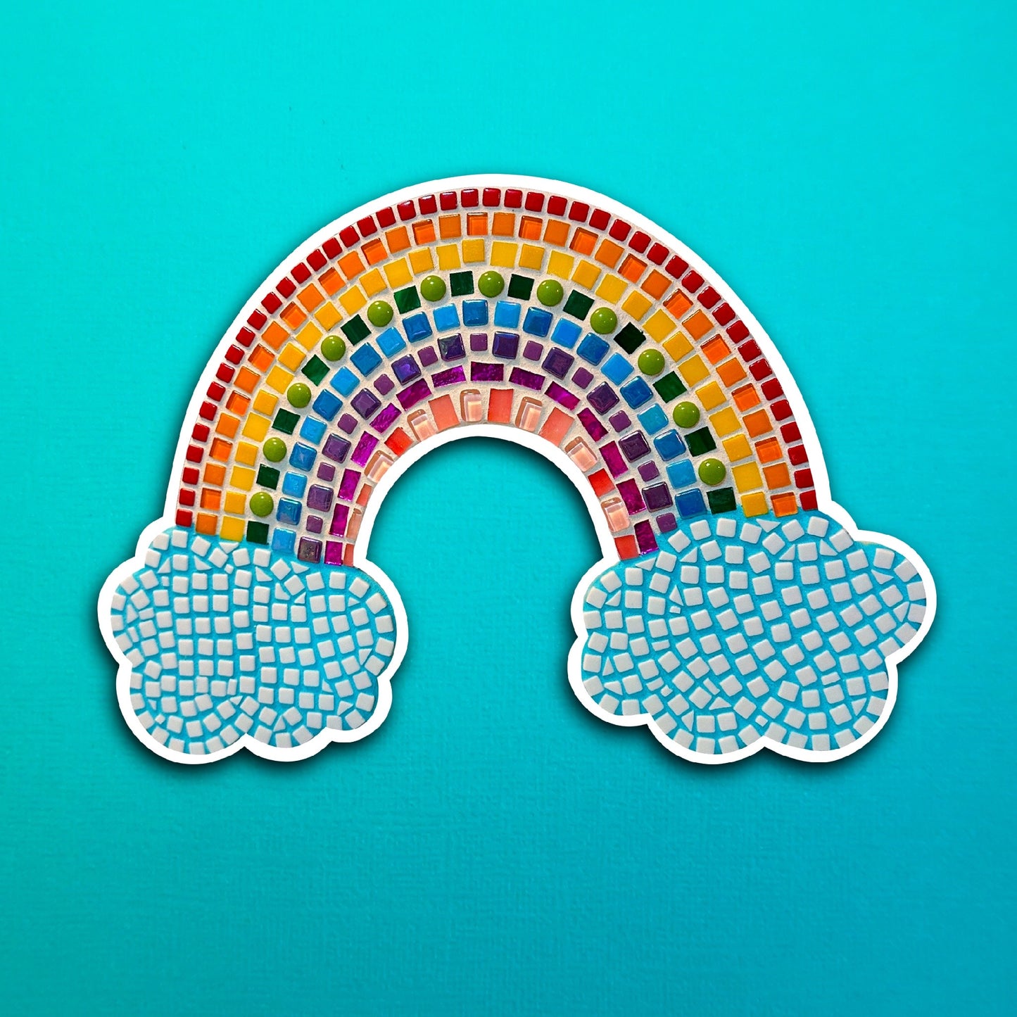 Blue Cloud Rainbow Mosaic Waterproof Sticker