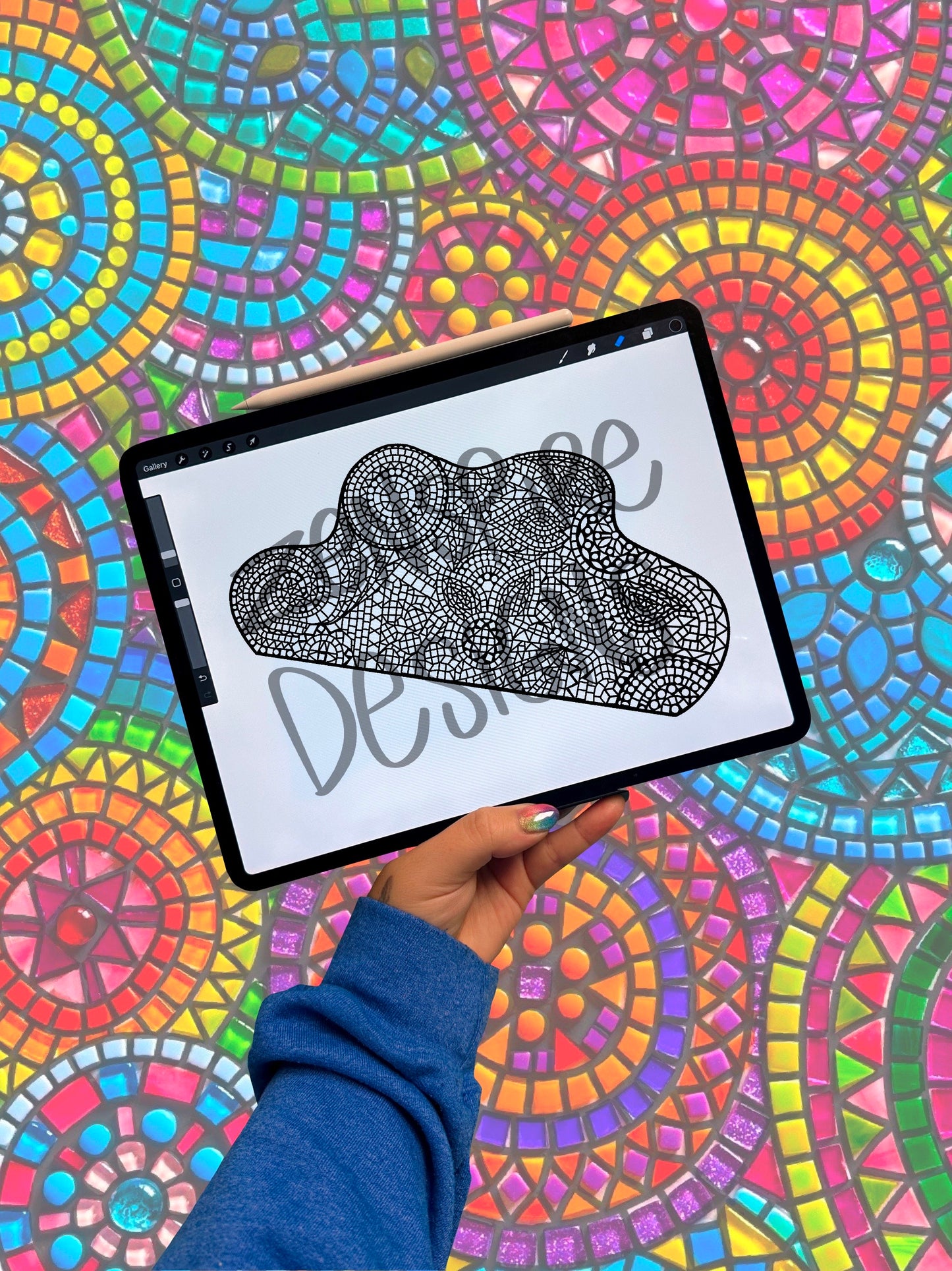Downloadable Cloud Mosaic Coloring Page
