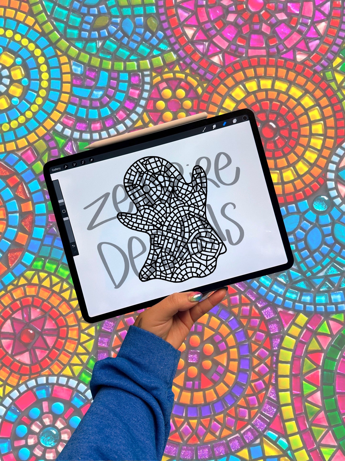 Downloadable Ghost Mosaic Coloring Page