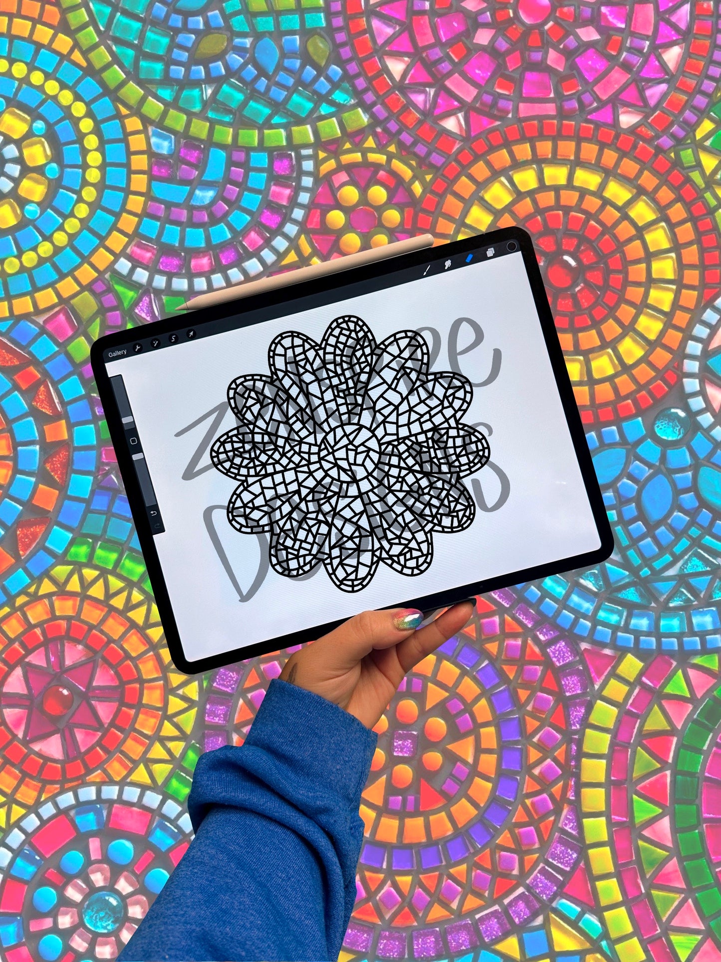 Downloadable Daisy Mosaic Coloring Page