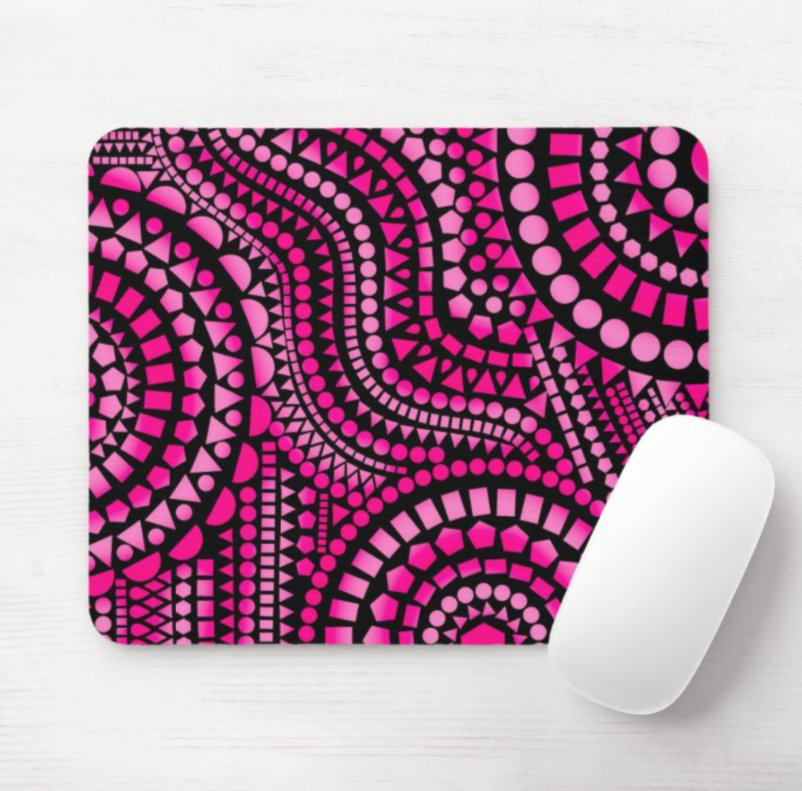 Pink Mosaic Mouse Pad