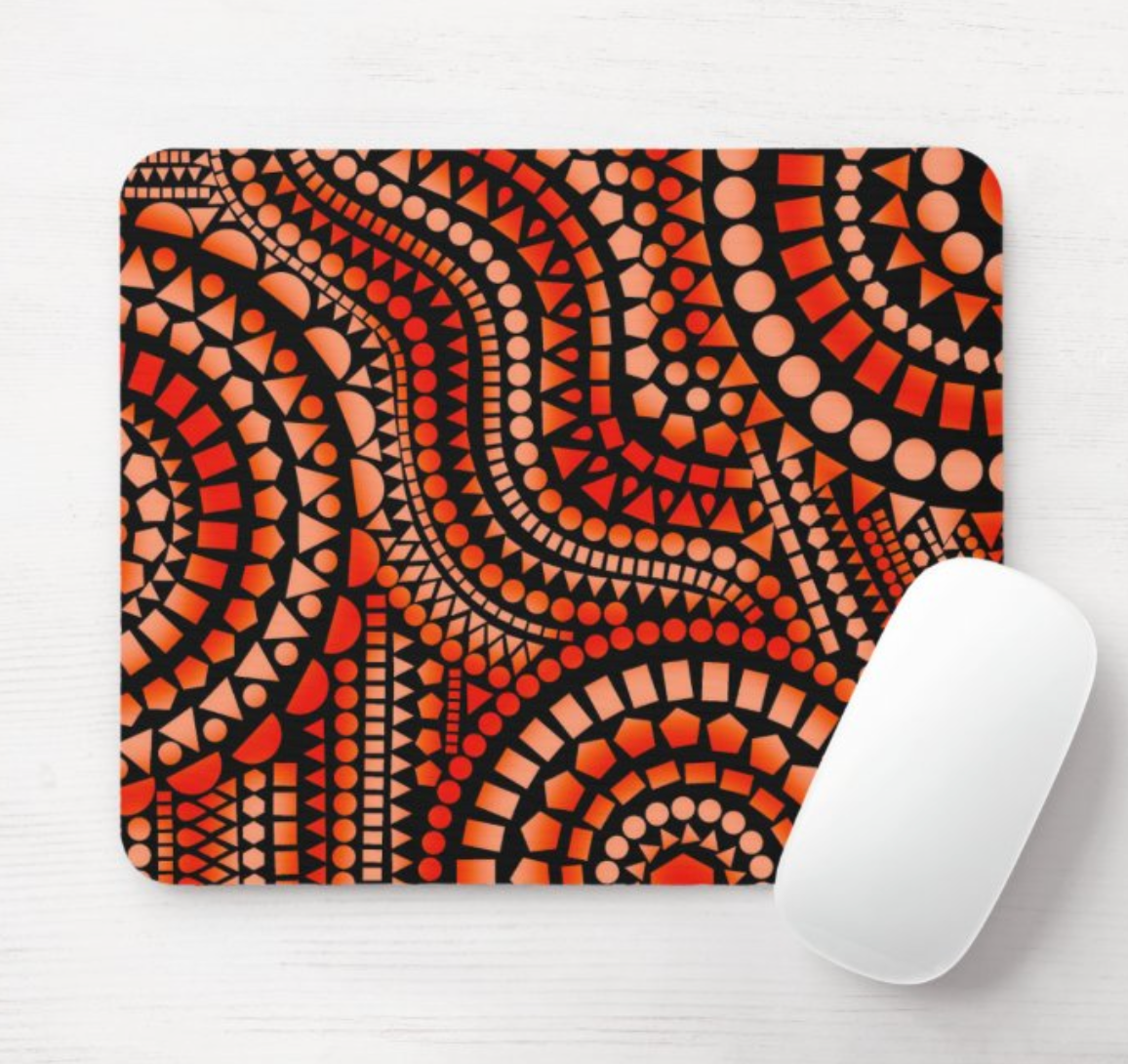 Orange Mosaic Mouse Pad