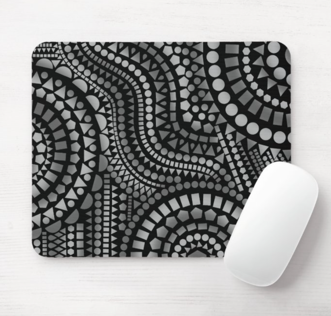 Gray Mosaic Mouse Pad