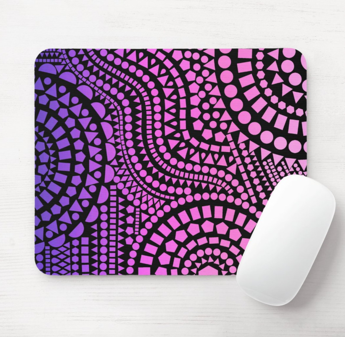 Purple Ombre Mosaic Mouse Pad