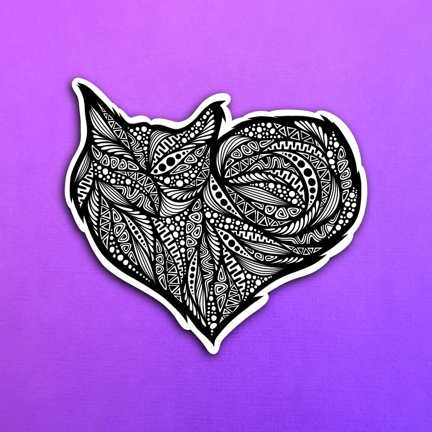 Black Heart Cat Waterproof Sticker