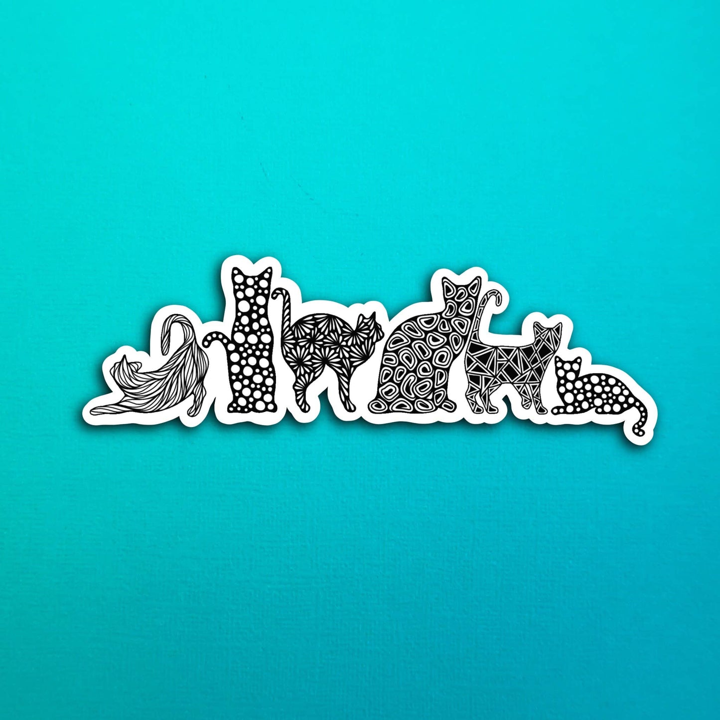 B&W Cats Waterproof Sticker