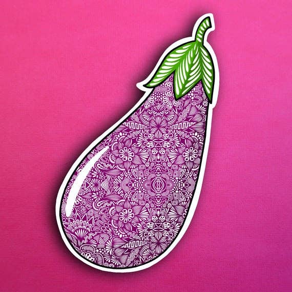 Eggplant Waterproof Sticker