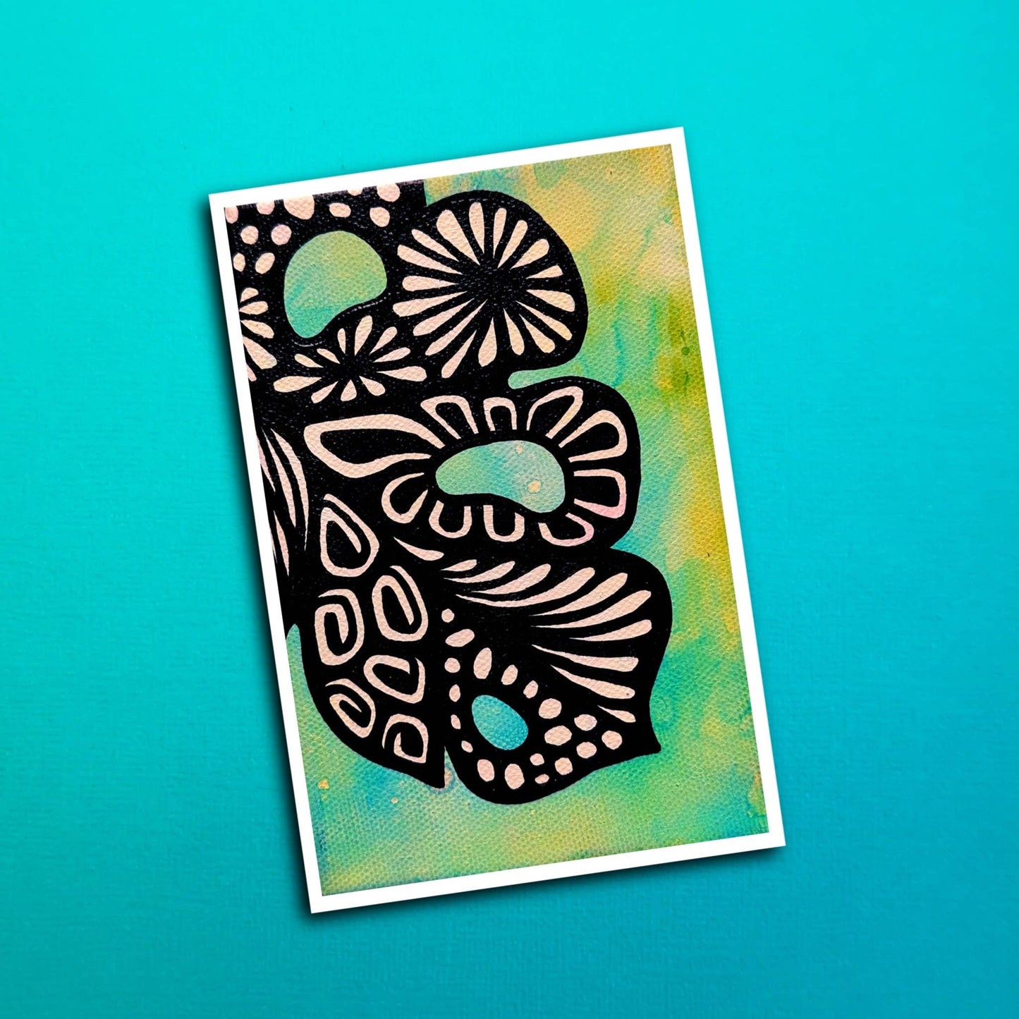 Ink Teal Leaf Waterproof Sticker