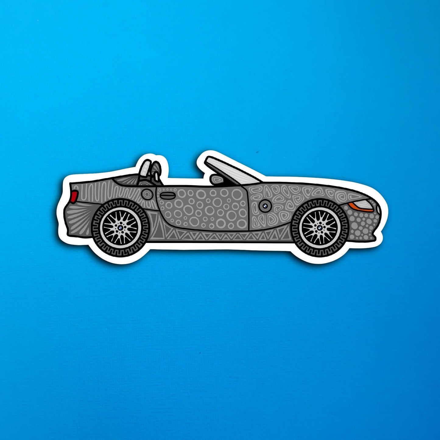 Gray Sports Car Waterproof Sticker