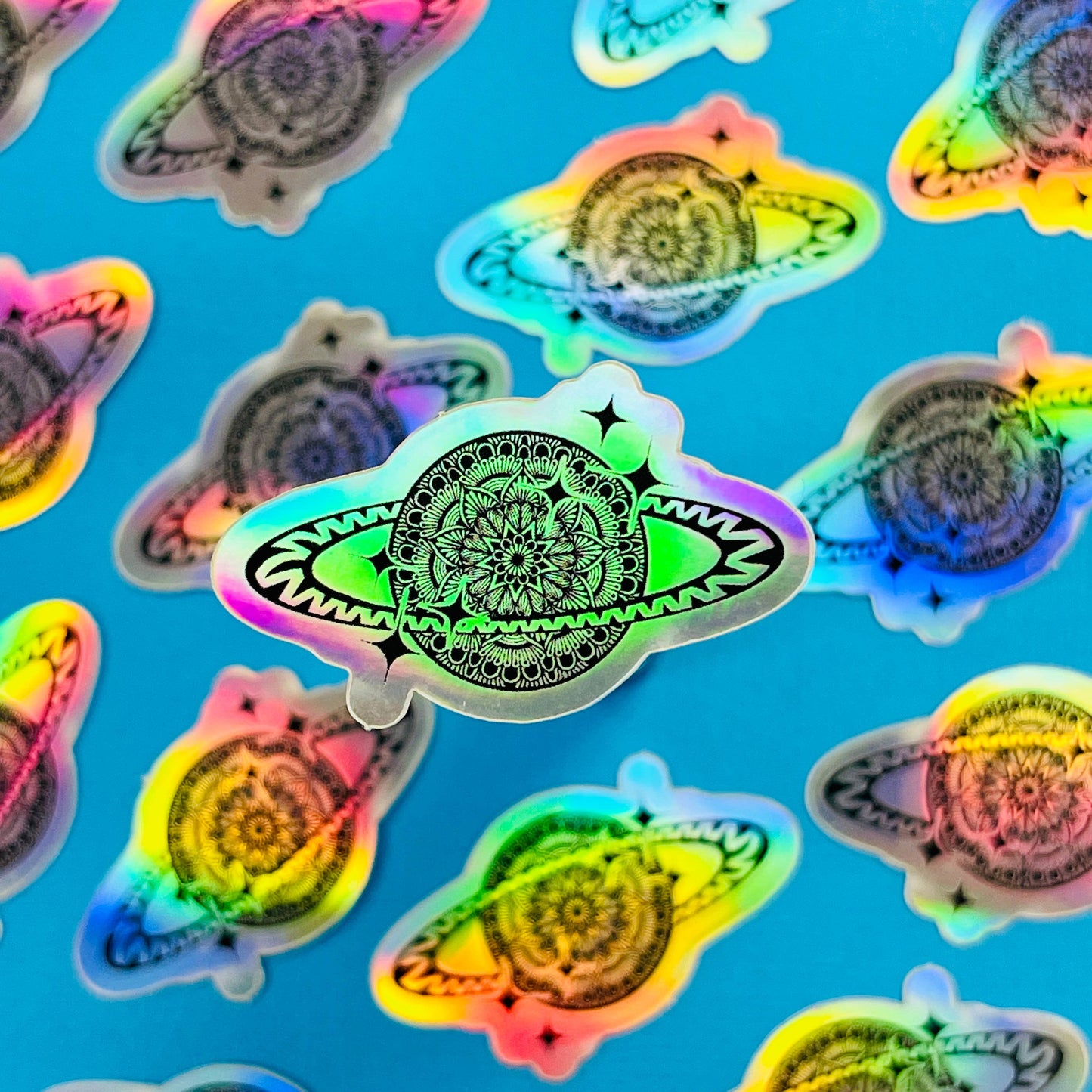Mini Holo Saturn Waterproof Sticker