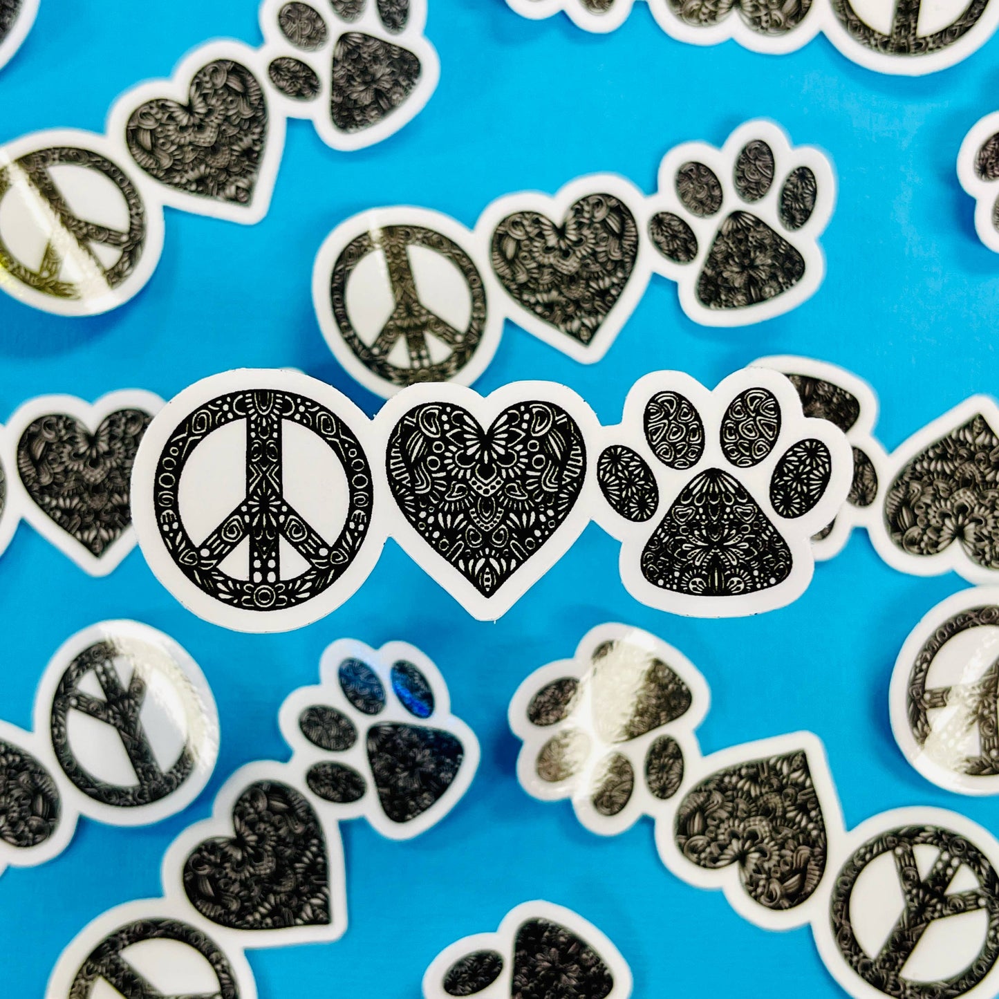Mini Peace Love Paw Waterproof Sticker