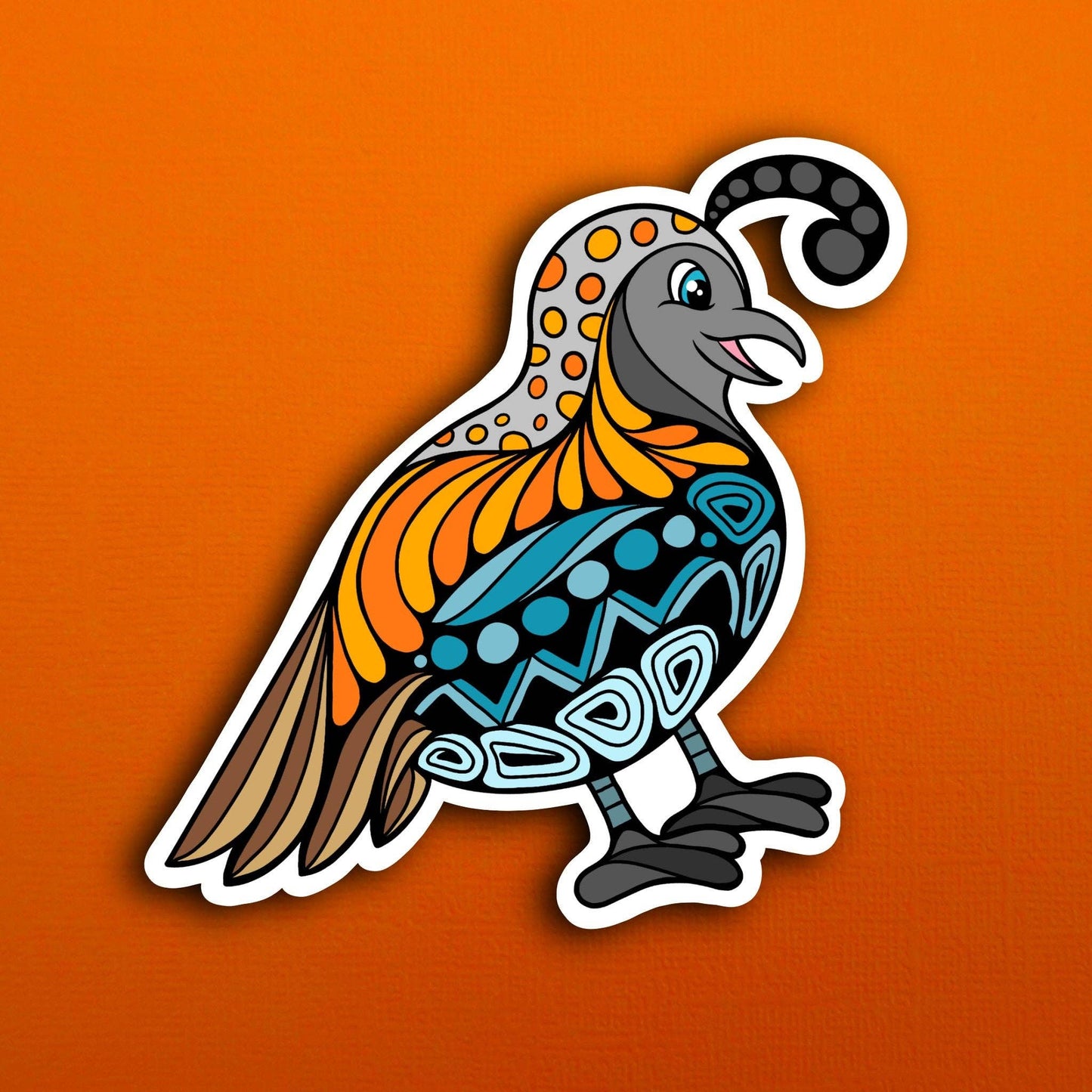 Quinn the Quail Waterproof Sticker