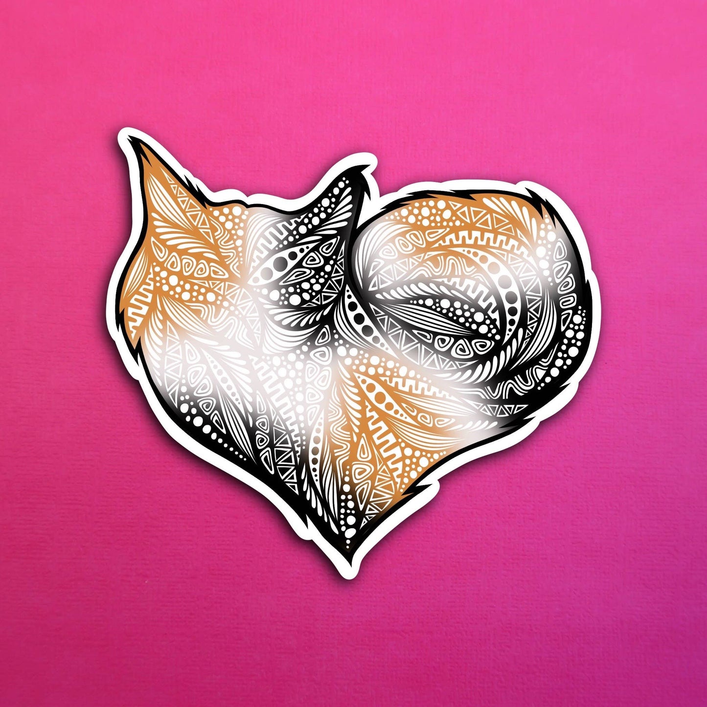 Black White Orange Brown Heart Cat Waterproof Sticker
