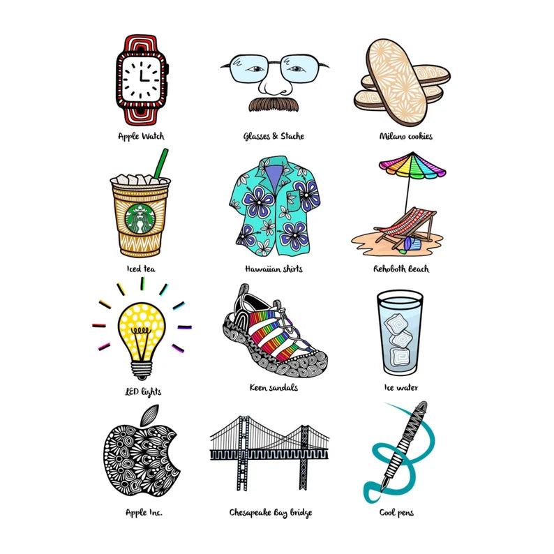 Custom 12 favorite items print