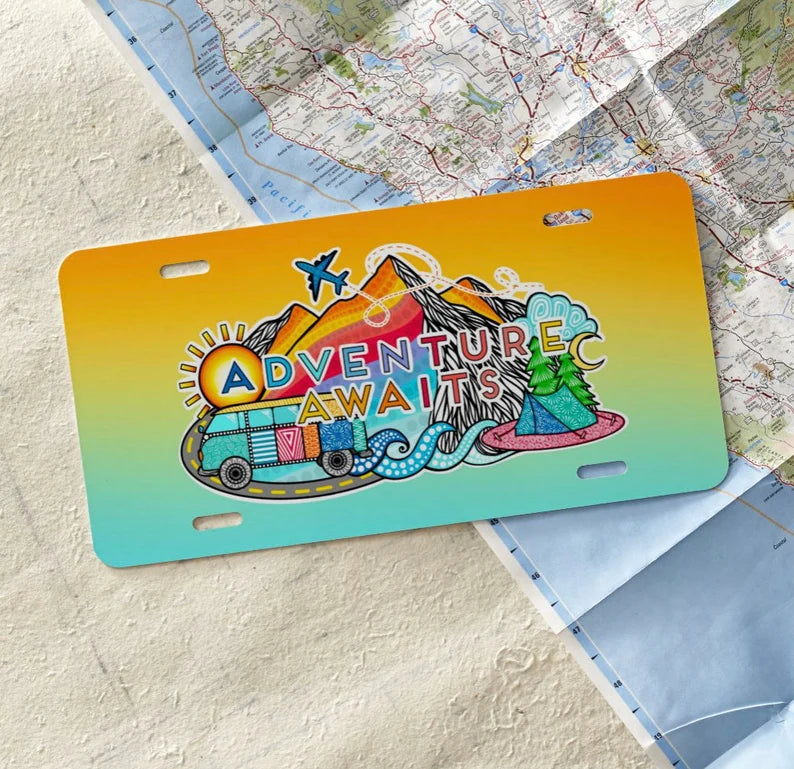 Adventure Awaits Front License Plate