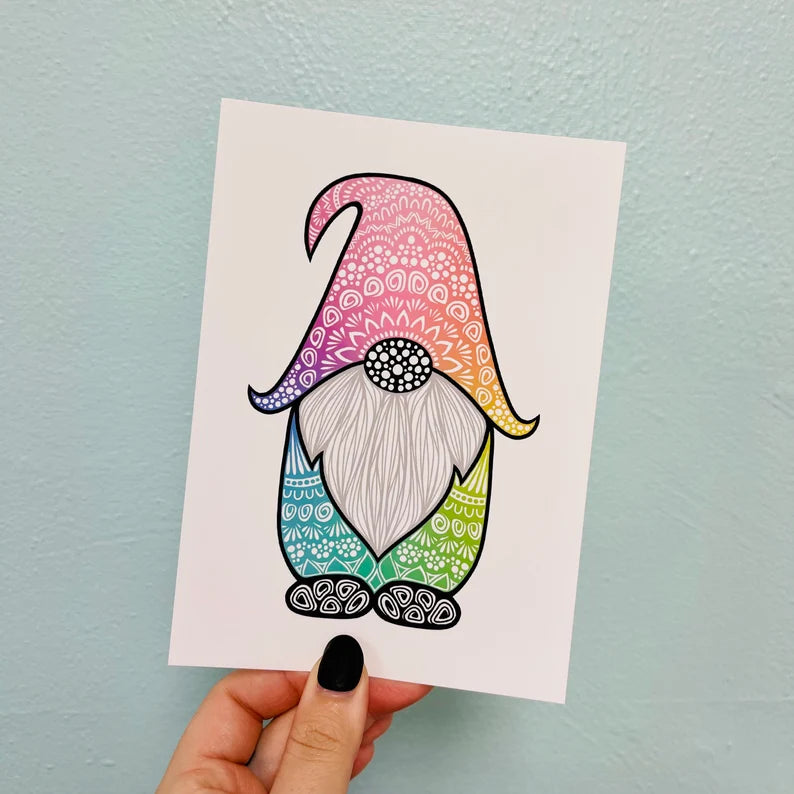 Rainbow Gnome Print