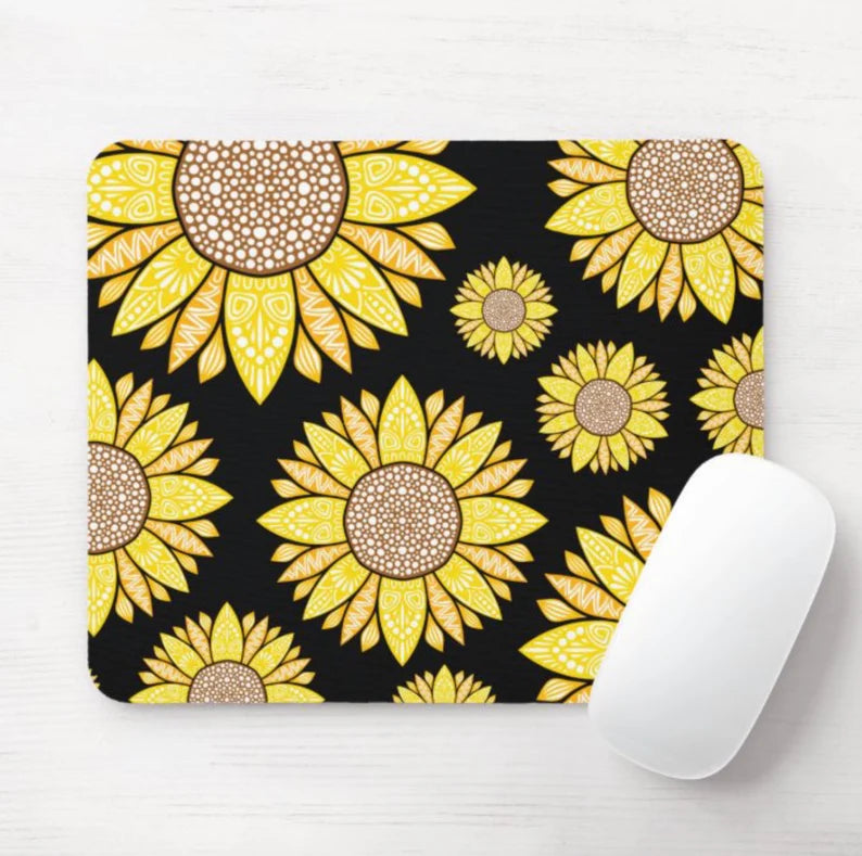 Black Sunflower Field Mouse Pad