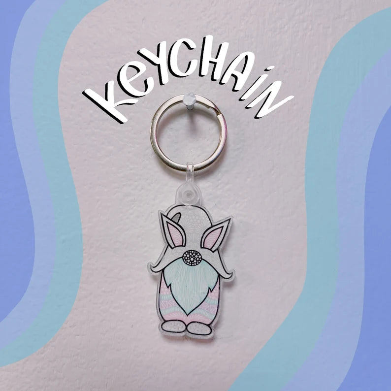 Bunny Gnome Acrylic Keychain