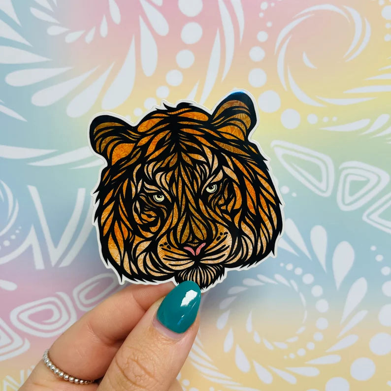 Misprinted Tiger Waterproof Sticker