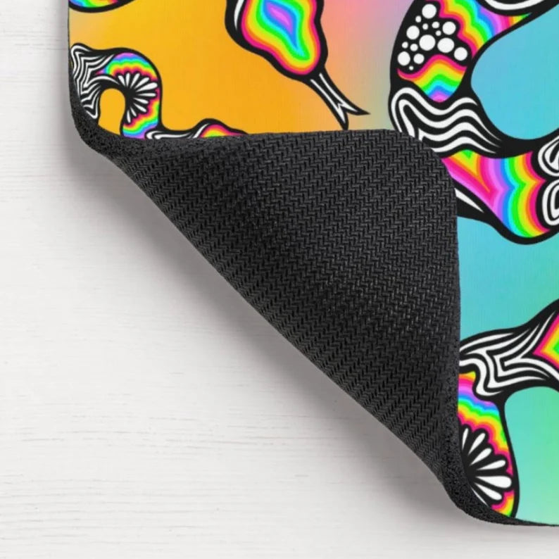Trippy Snake Rainbow background Mouse Pad