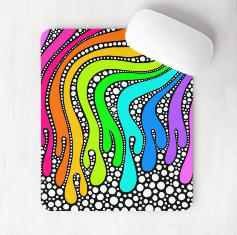 Rainbow Drippy Mouse Pad