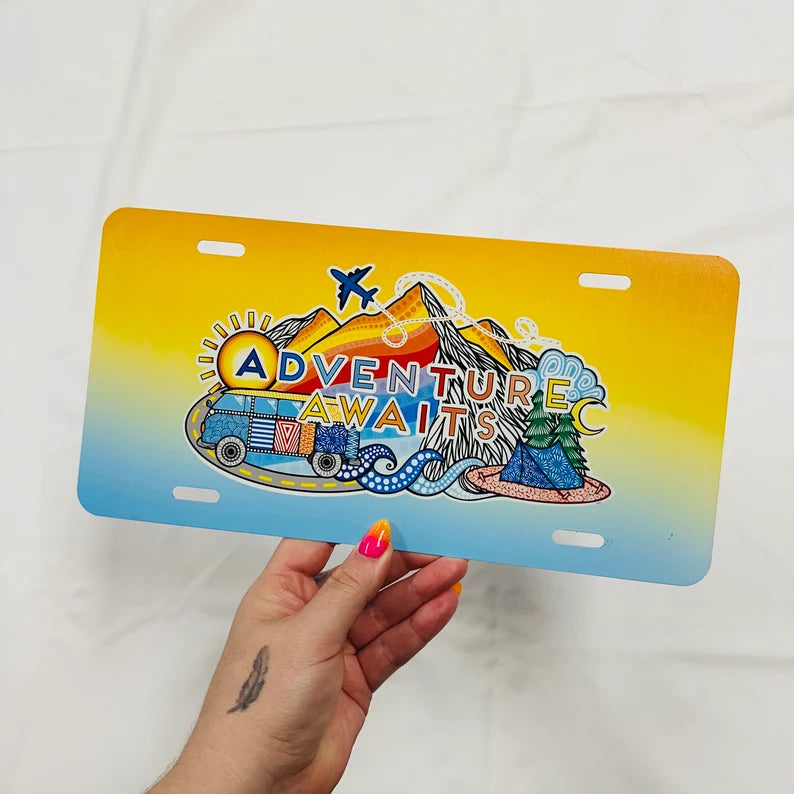 MISPRINTED Adventure Awaits Front License Plate