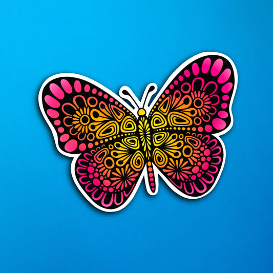 Pink Butterfly Waterproof Sticker