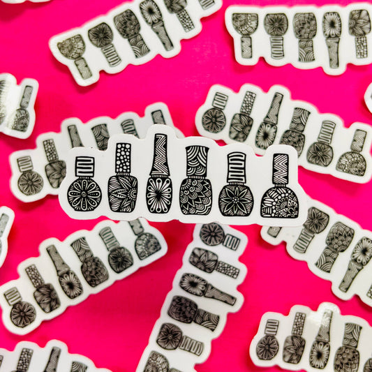 Mini B&W Nail Polish Waterproof Sticker