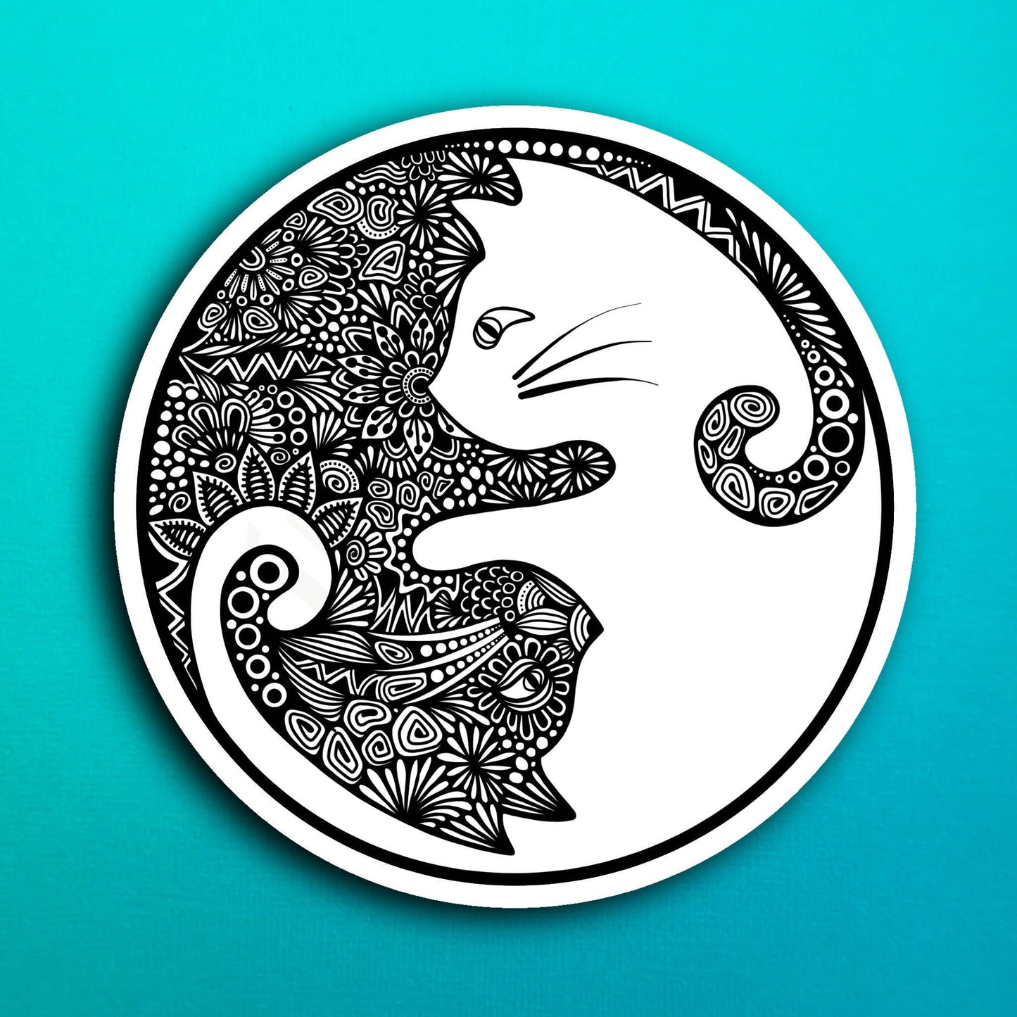 Yin Yang Cat Waterproof Sticker