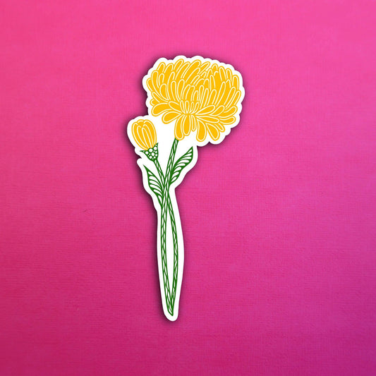 Chrysanthemum November Birth Flower Waterproof Sticker