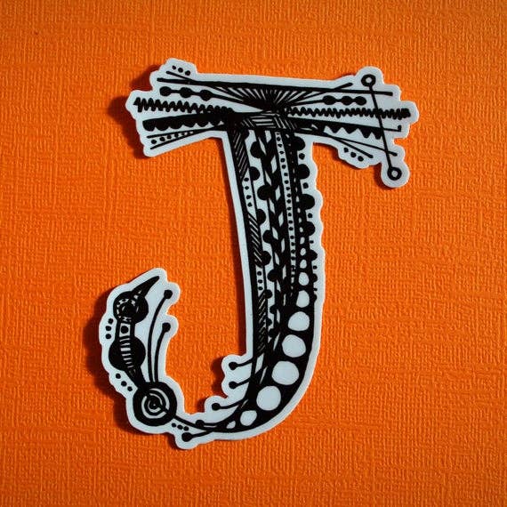 Letter J Waterproof Sticker
