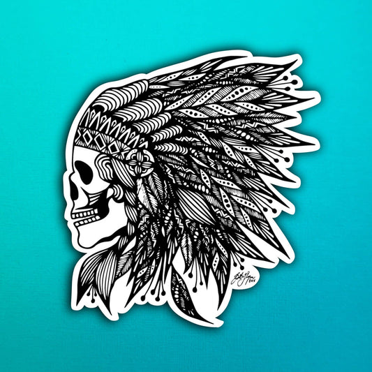 Feather Skull Waterproof Sticker